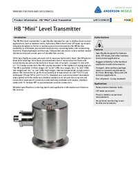 Thumbnail of document Data Sheet - HB Control Grade Hydrostatic Level Transmitter